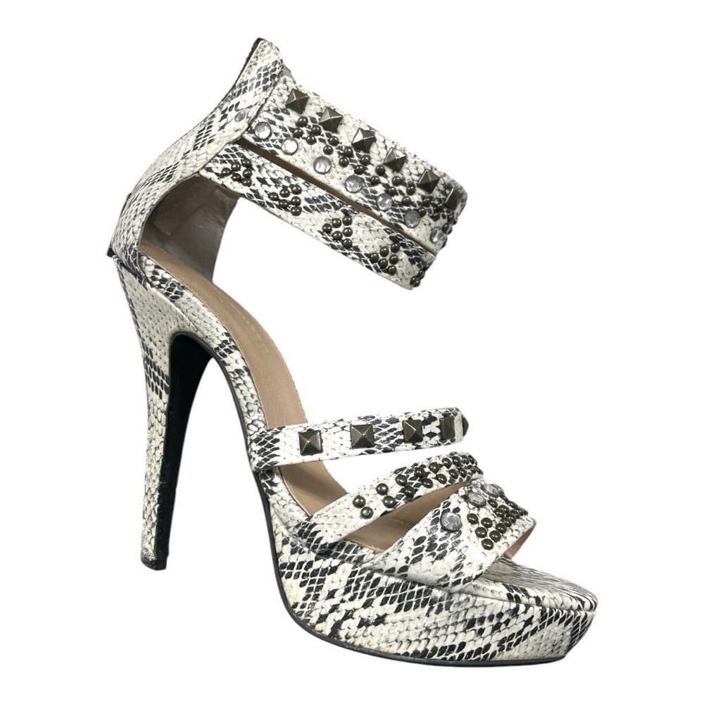 Colin Stuart Python Embossed Stud & Rhinestone Platform Shoes 8 - Picture 1 of 7